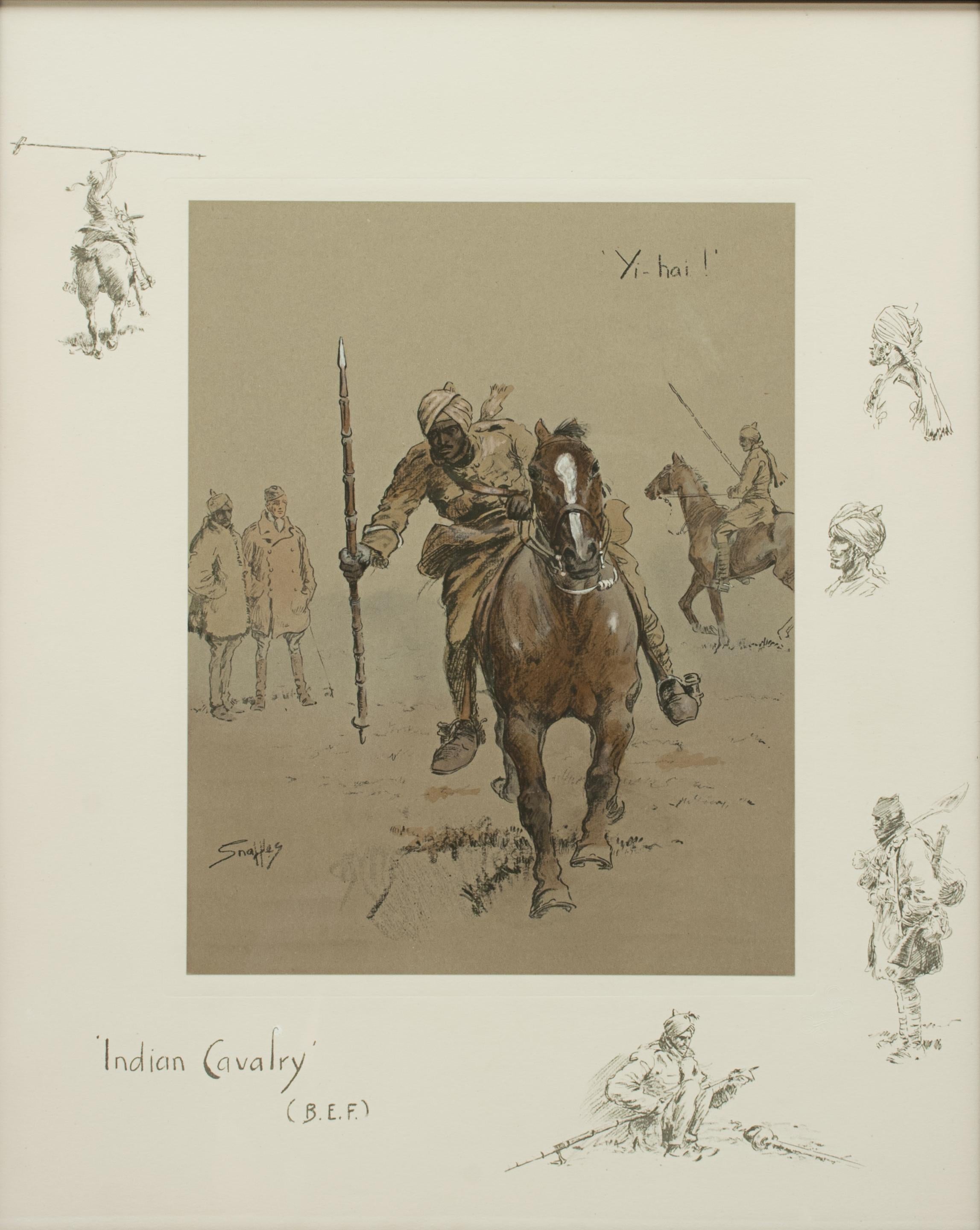 Sporting Art Snaffles WWI Military Print, Yi–Hai, Indian Cavalry
