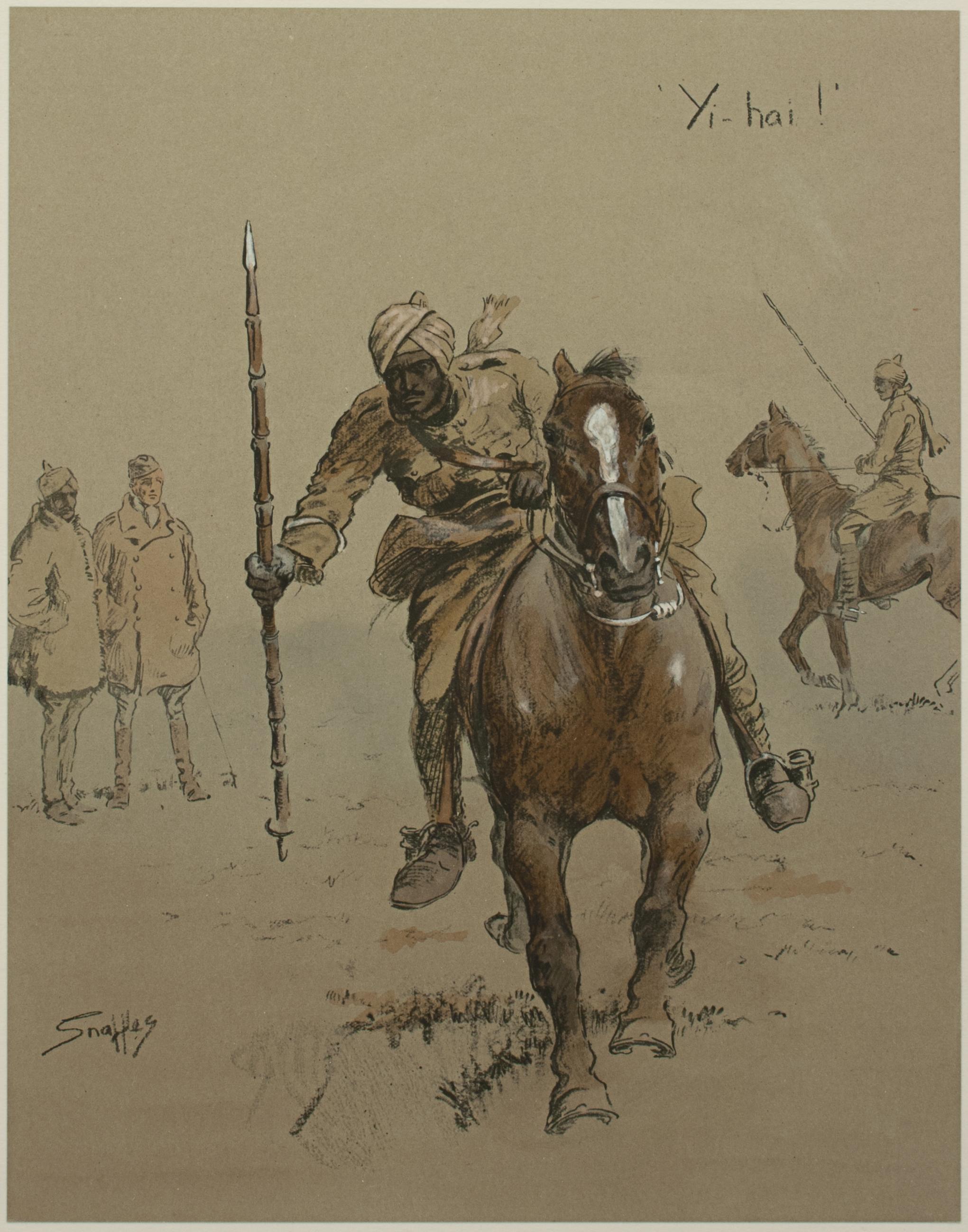 English Snaffles WWI Military Print, Yi–Hai, Indian Cavalry