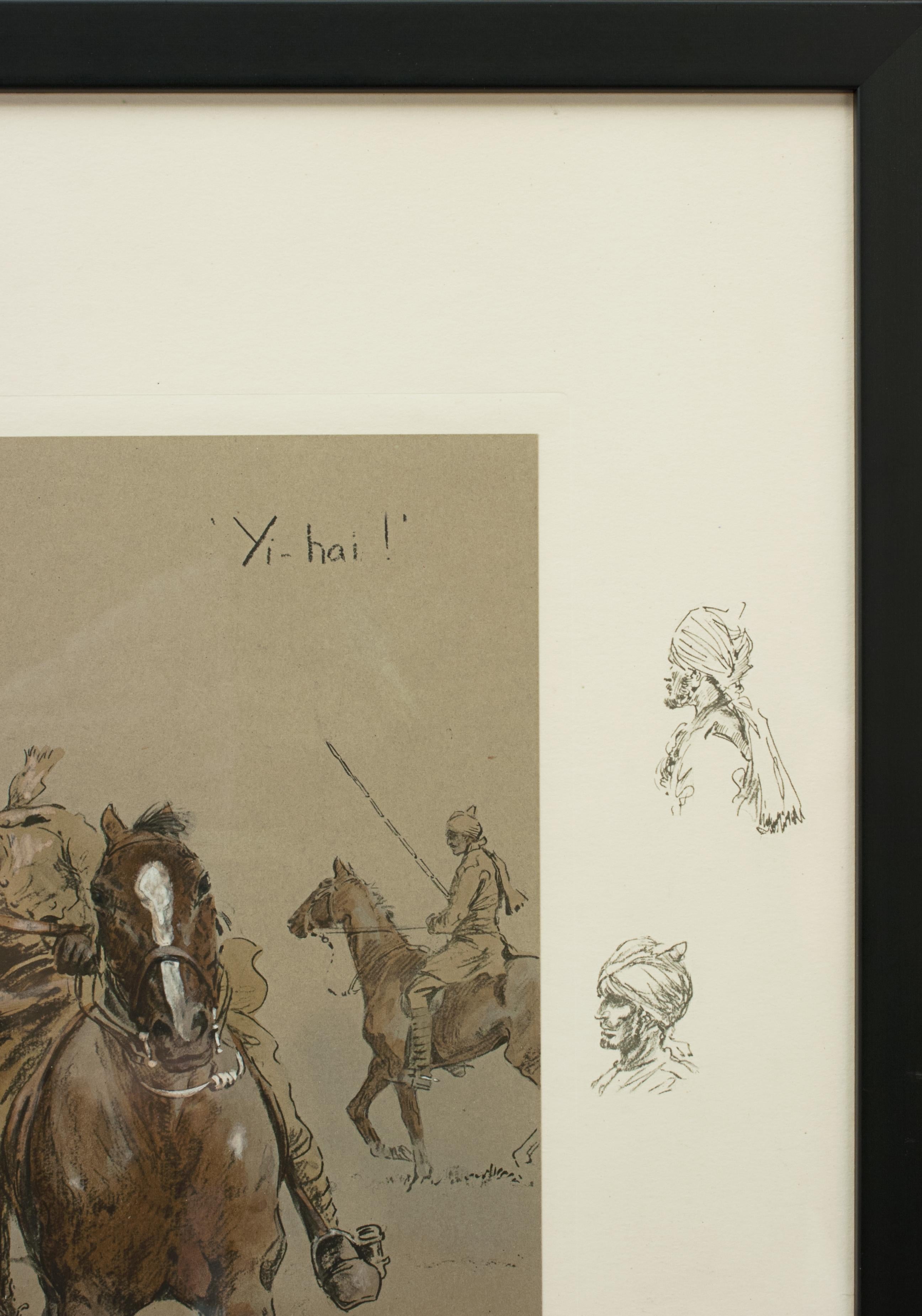 20th Century Snaffles WWI Military Print, Yi–Hai, Indian Cavalry