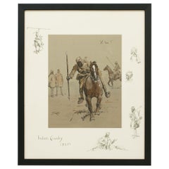 Vintage Snaffles WWI Military Print, Yi–Hai, Indian Cavalry