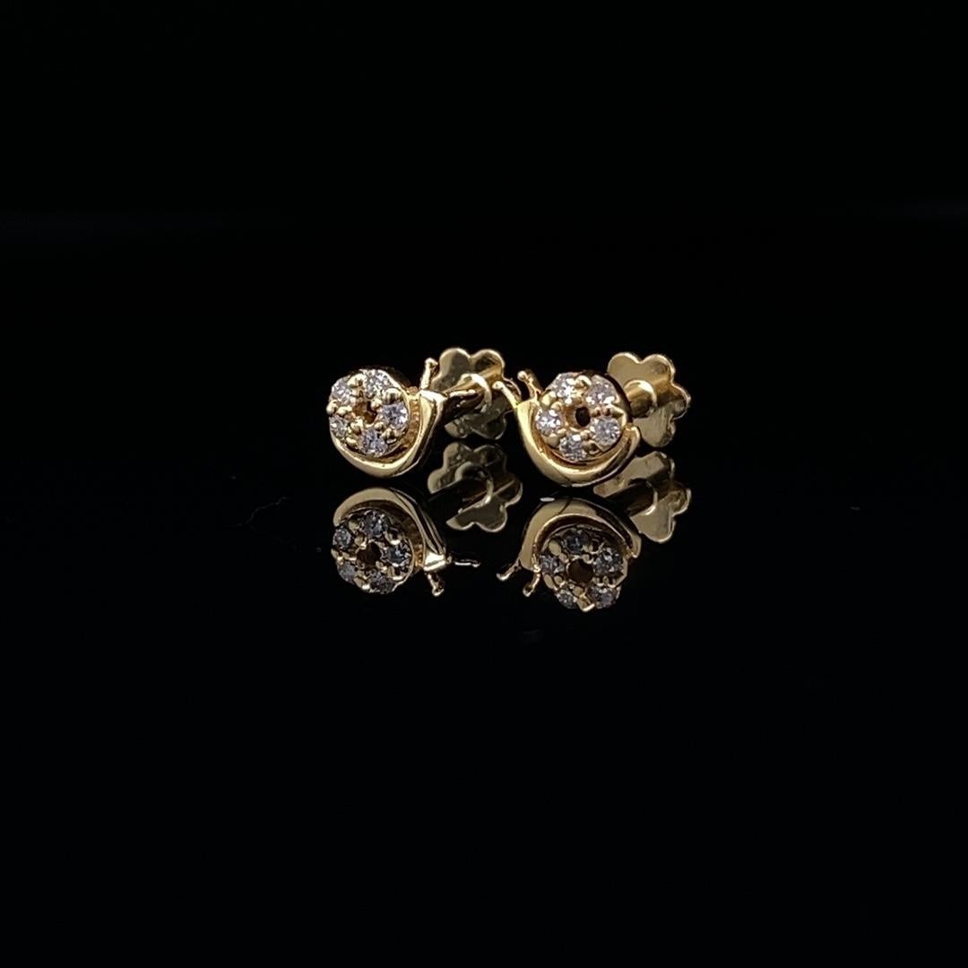 Snail Diamond Earrings for Girls (Kids/Toddlers) in 18K Solid Gold In New Condition For Sale In New Delhi, DL