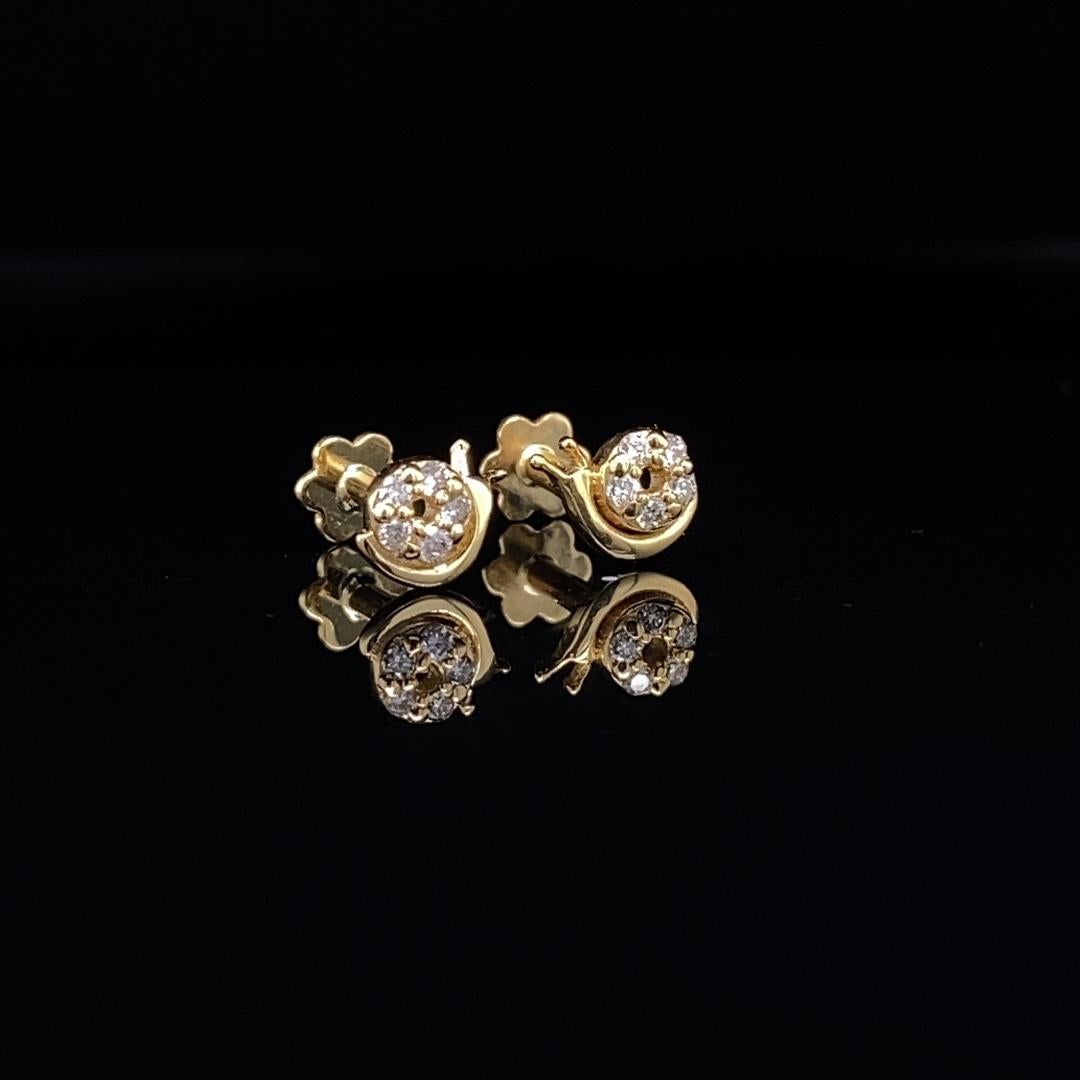 Women's Snail Diamond Earrings for Girls (Kids/Toddlers) in 18K Solid Gold For Sale