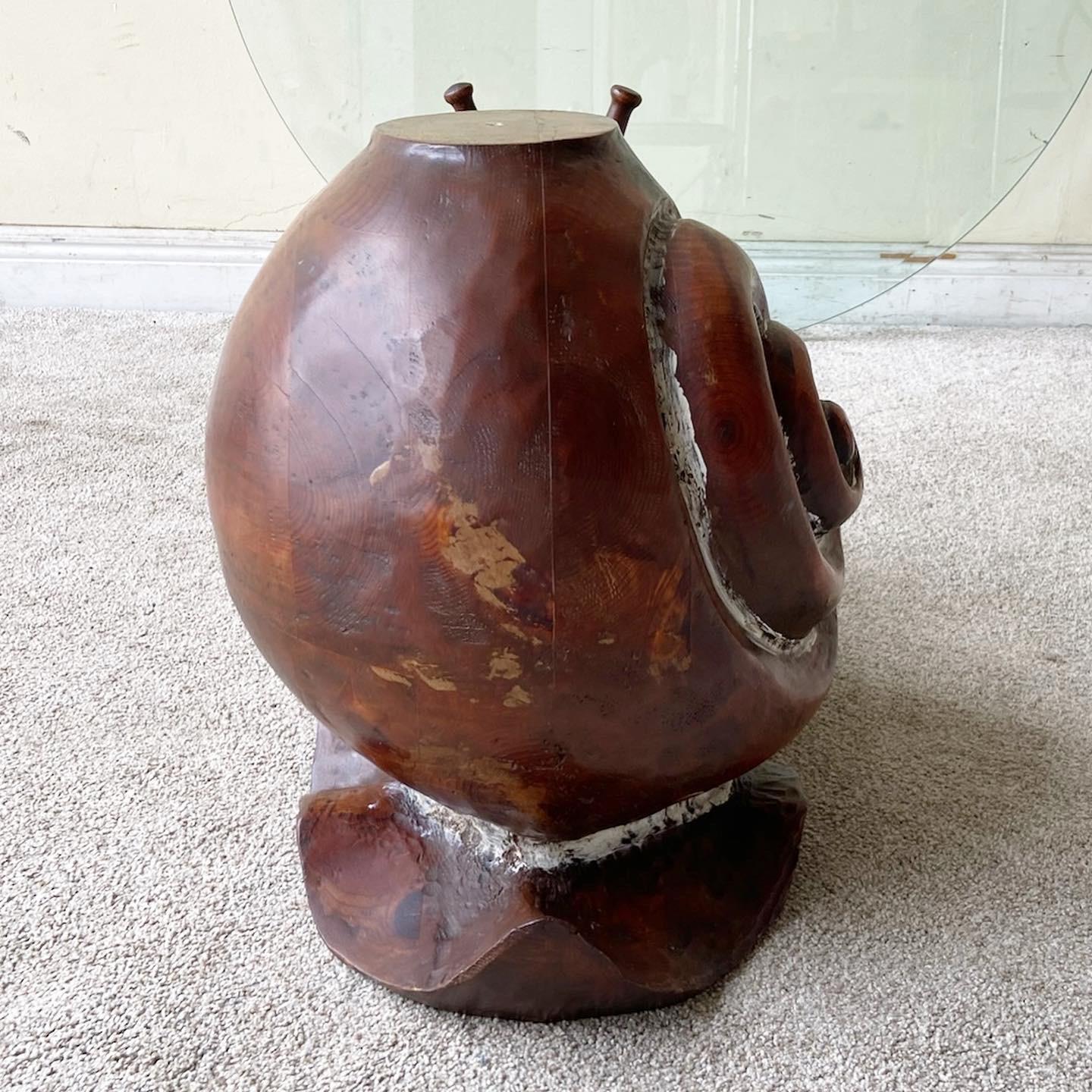 Brass “Snail” Glass Top Coffee Table by Federico Armijo