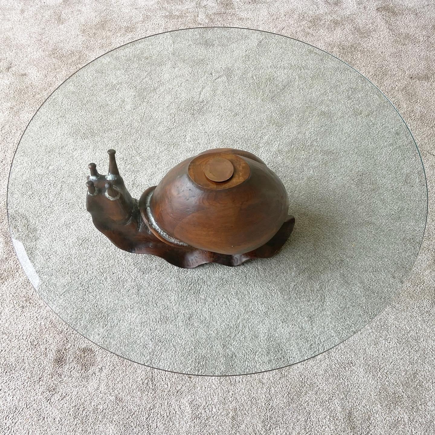 American “Snail” Glass Top Coffee Table by Federico Armijo