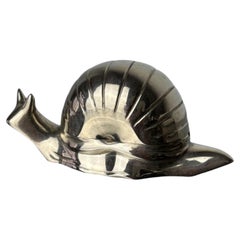 Boîte à bijoux en forme d'escargot, plaquée argent, Italie, années 1970