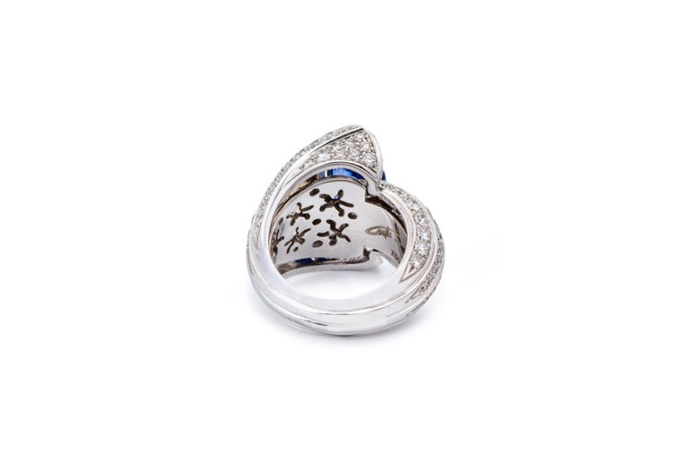 Snail Shell Rings Snail Shell Pave Ring with Certified No-Heated Blue Sapphire of 4.62 ...