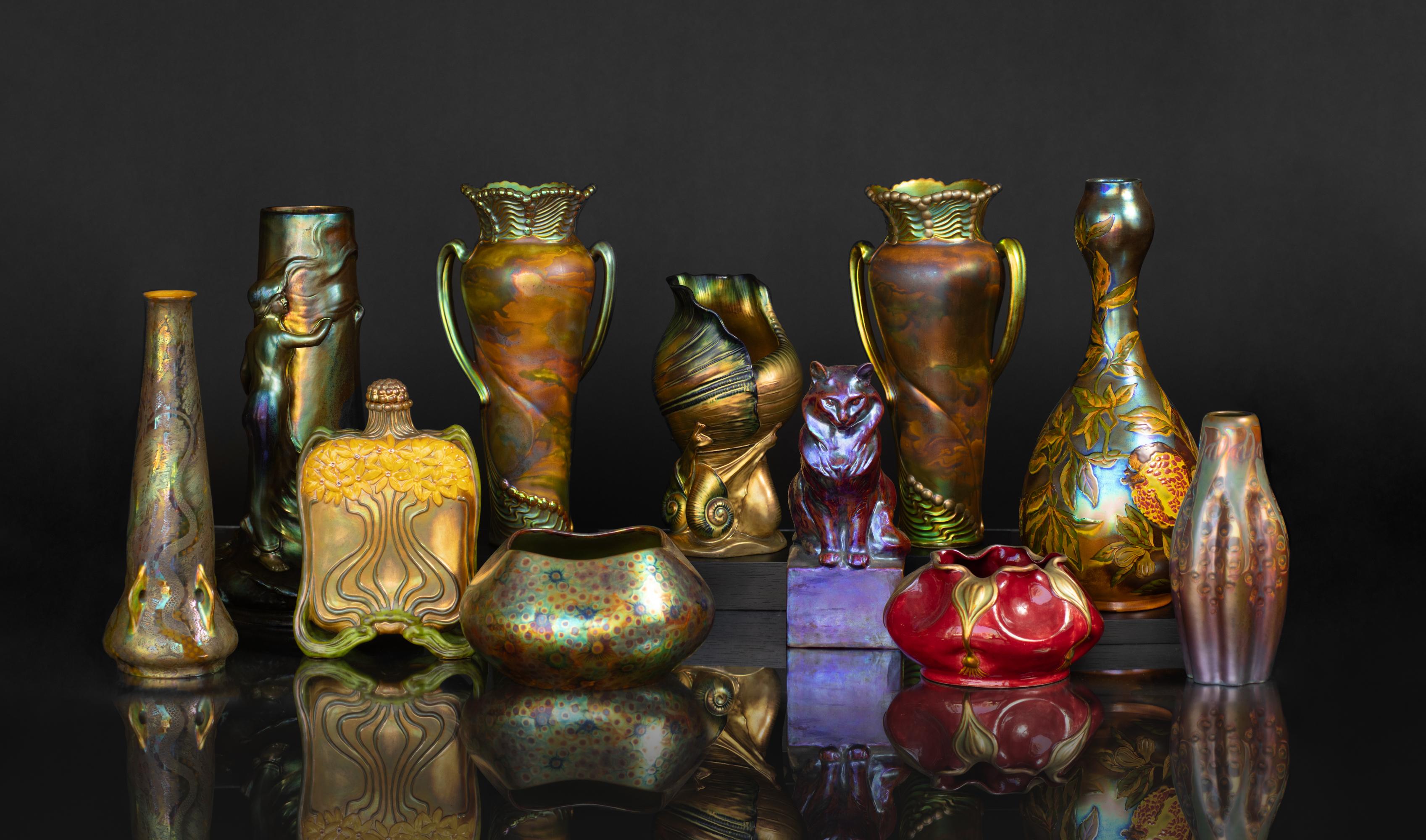 Snails & Shell Vase Attributed to Mihaly Nagy for Zsolnay For Sale 2