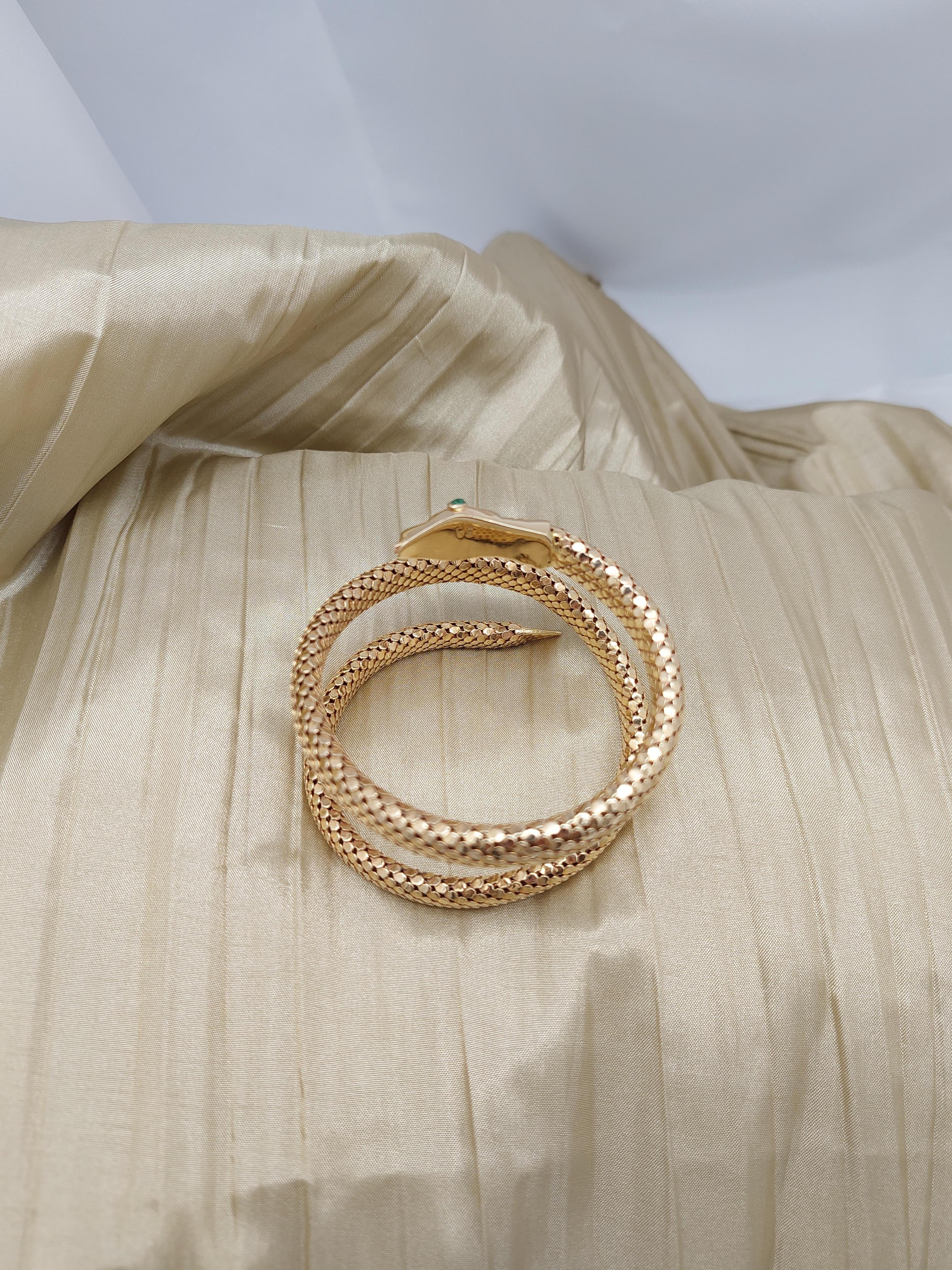 Taille cabochon Bracelet serpent 14KT en vente