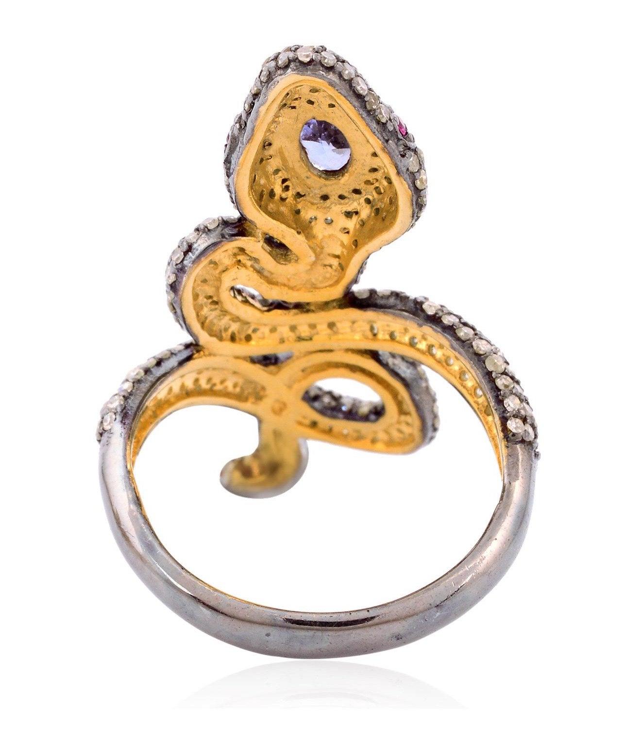 in vendita:  Anello Snake con diamante e tanzanite da 1,61 carati 3