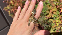 Snake 18K Gold Plated Ring Encrusted With White Topaz