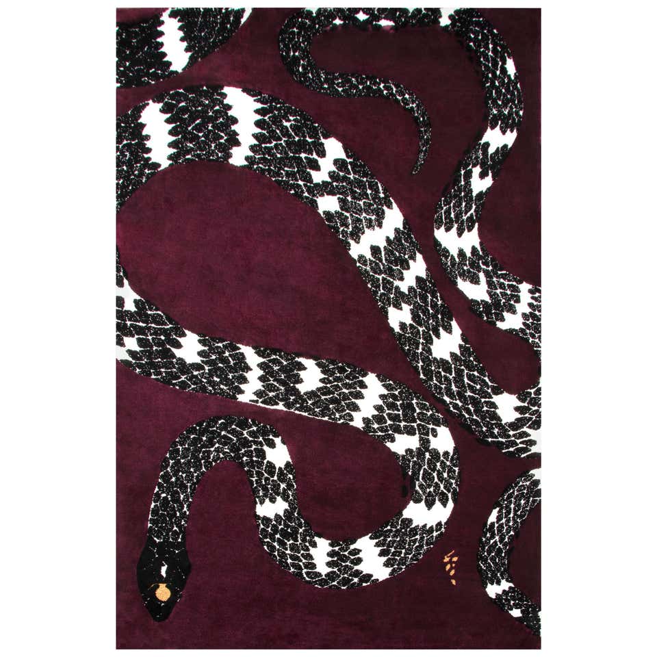 Imperial Snake Lounge Rug in Hand-Tufted Botanical Silk For Sale at 1stDibs
