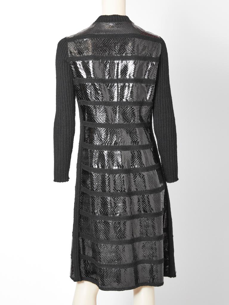 Snake and Wool Knit Coat Dress with Scallop Detail 2