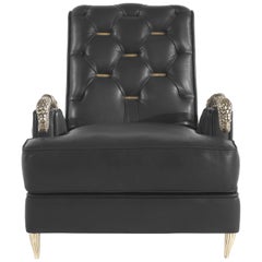 21st Century Snake Armchair in Black Leather by Roberto Cavalli Home Interiors