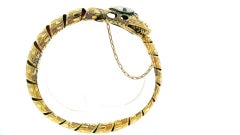 bracelet serpent avec une tête ornée d'un diamant antique en forme de cœur de 3,5 carats