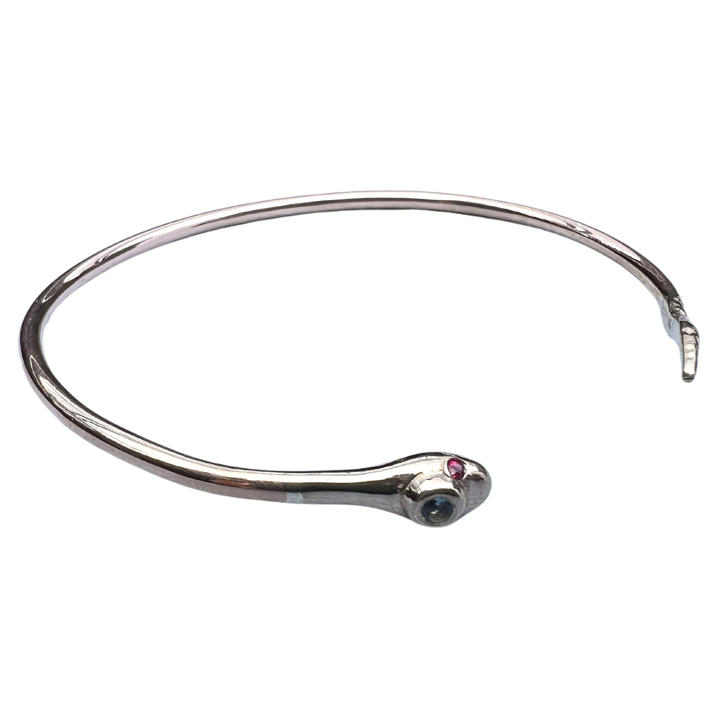 Contemporain Bracelet jonc serpent aigue-marine rubis  Style victorien en vente