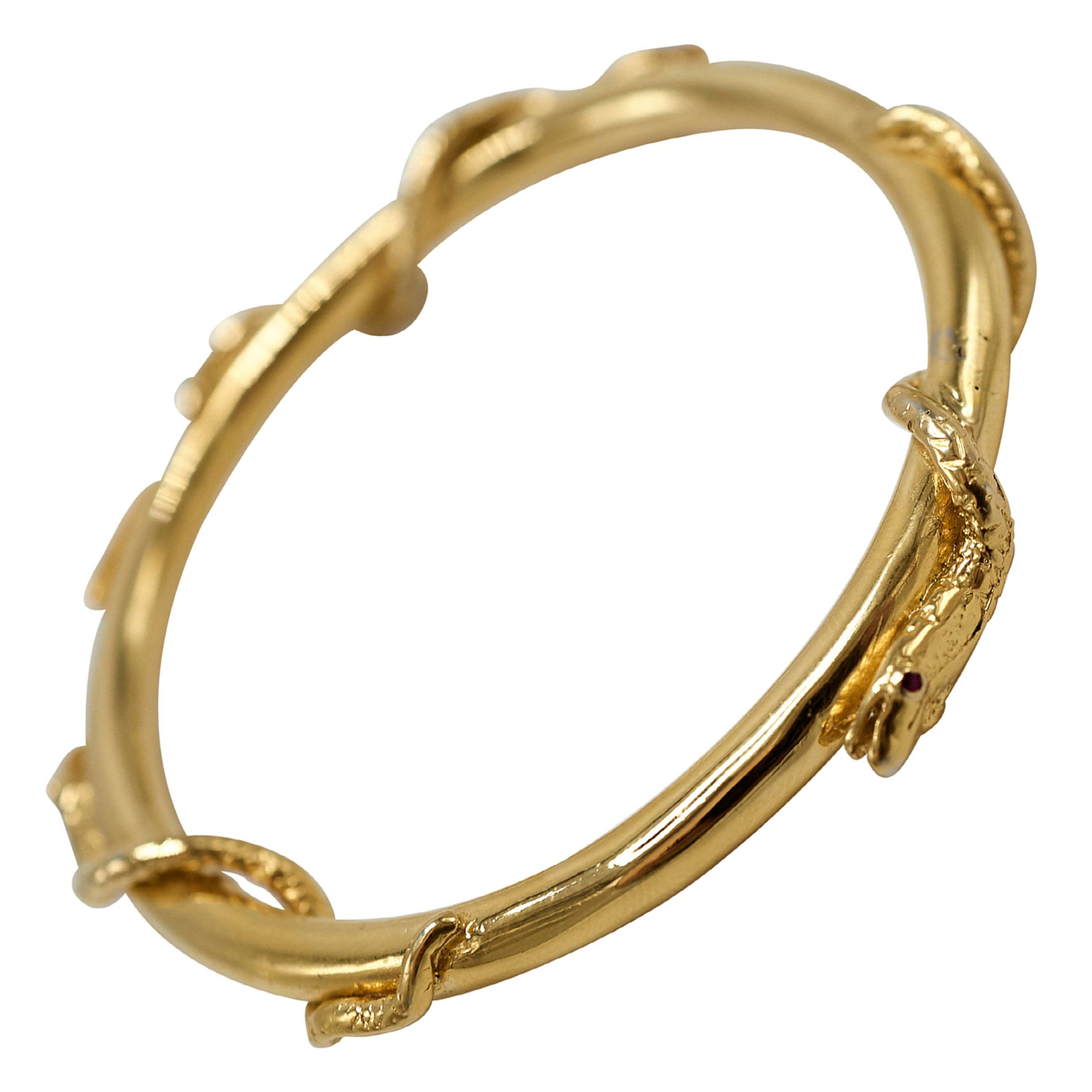 Snake Bangle Bracelet Gold Vermeil Emerald White Diamond Black Diamond J Dauphin For Sale