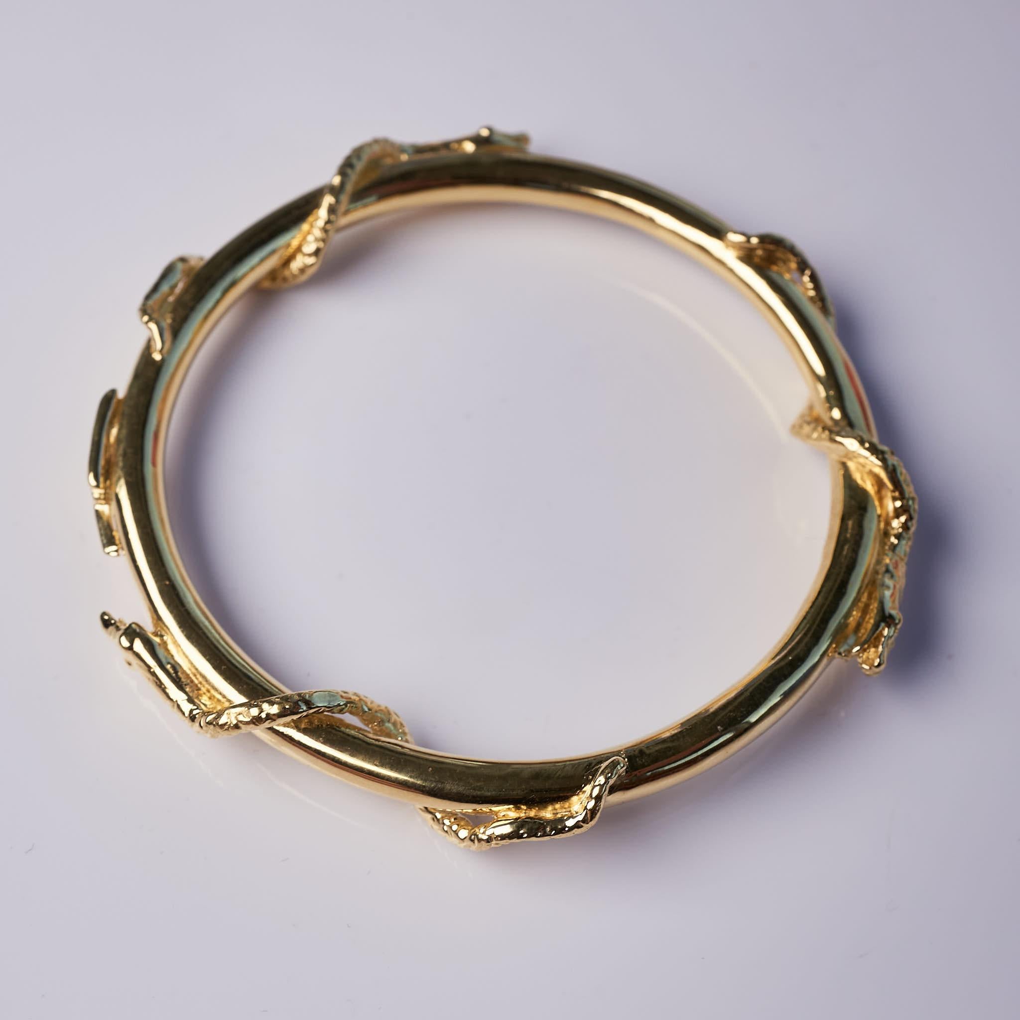 Snake Bangle Bracelet Victorian Style Gold Plated J Dauphin For Sale 6