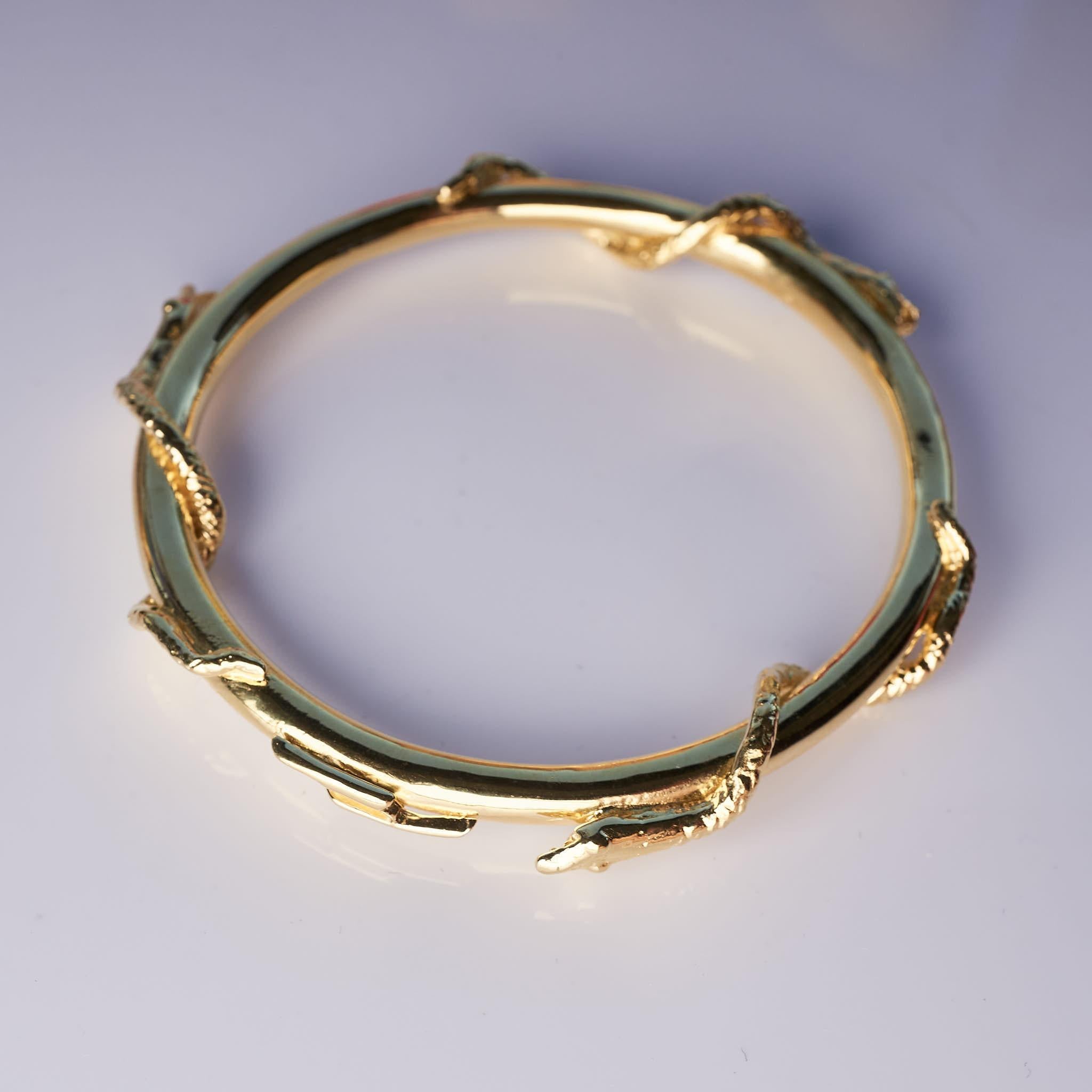 Snake Bangle Bracelet Victorian Style Gold Plated J Dauphin For Sale 7