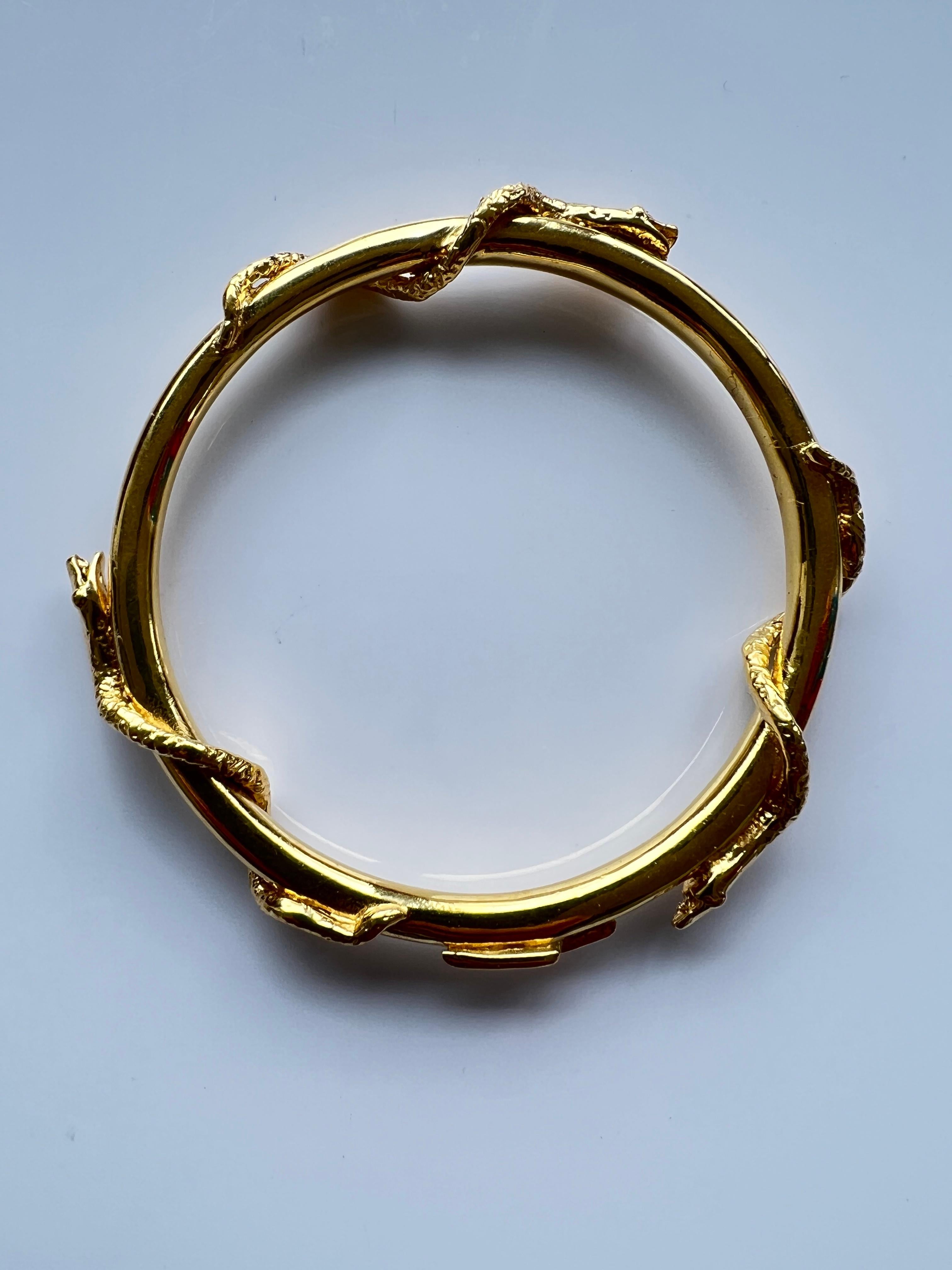 Snake Bangle Bracelet Victorian Style Gold Plated J Dauphin In New Condition For Sale In Los Angeles, CA
