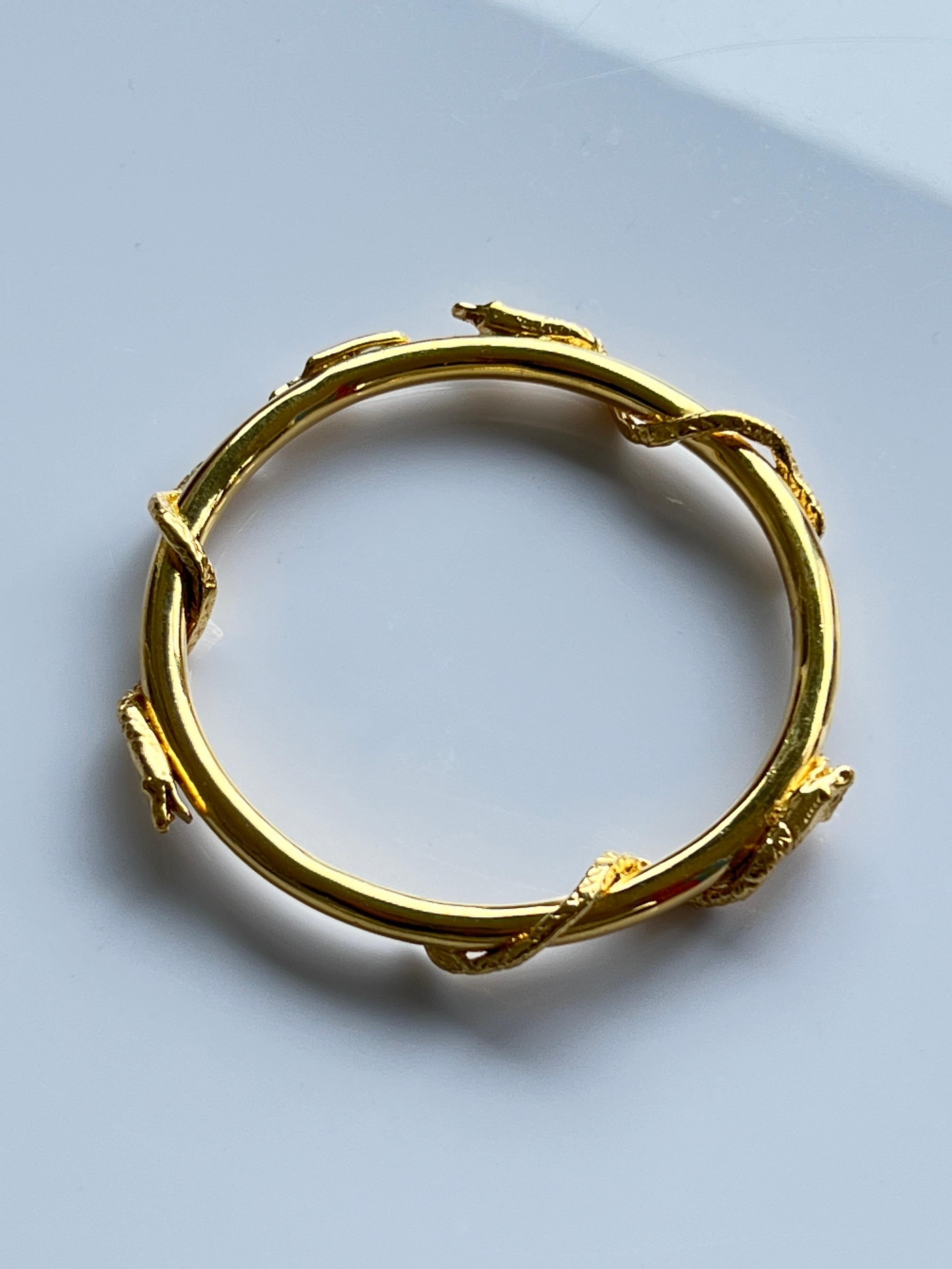 Women's Snake Bangle Bracelet Victorian Style Gold Plated J Dauphin For Sale