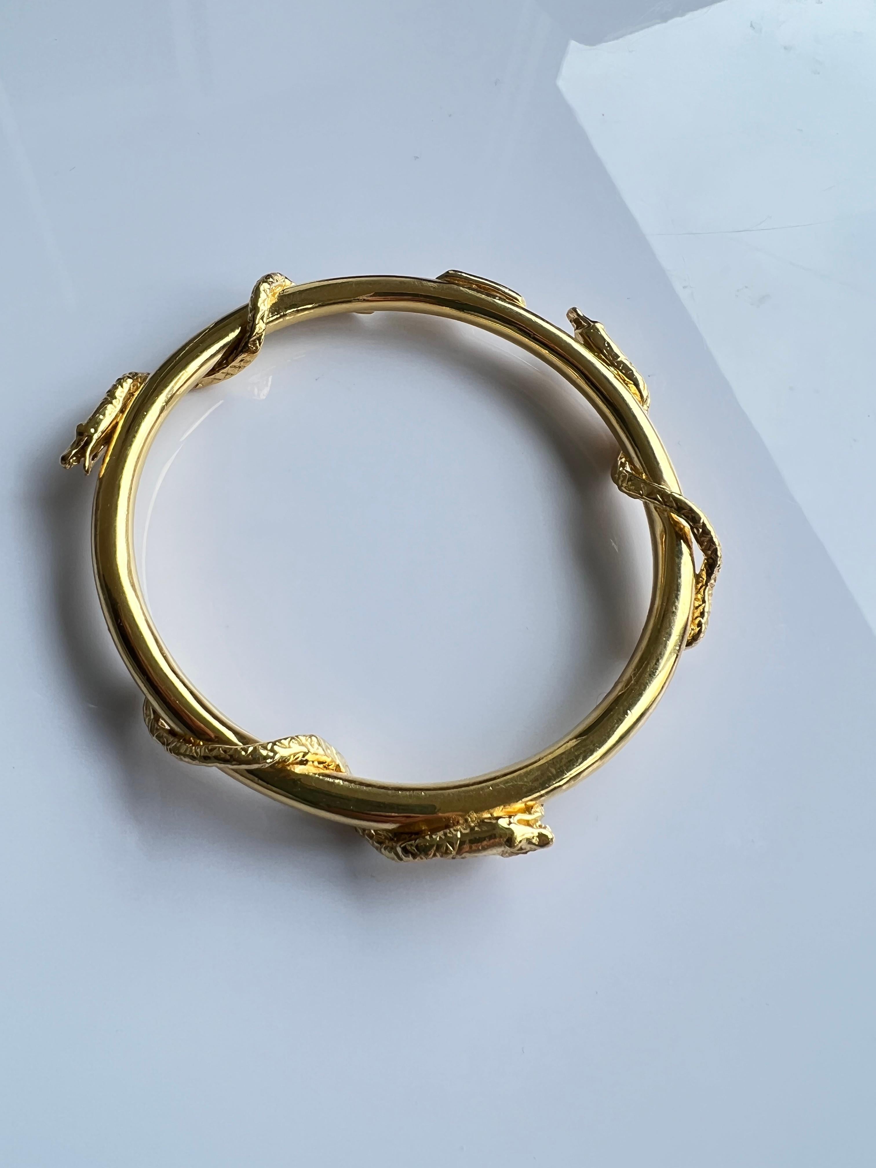 Snake Bangle Bracelet Victorian Style Gold Plated J Dauphin For Sale 1