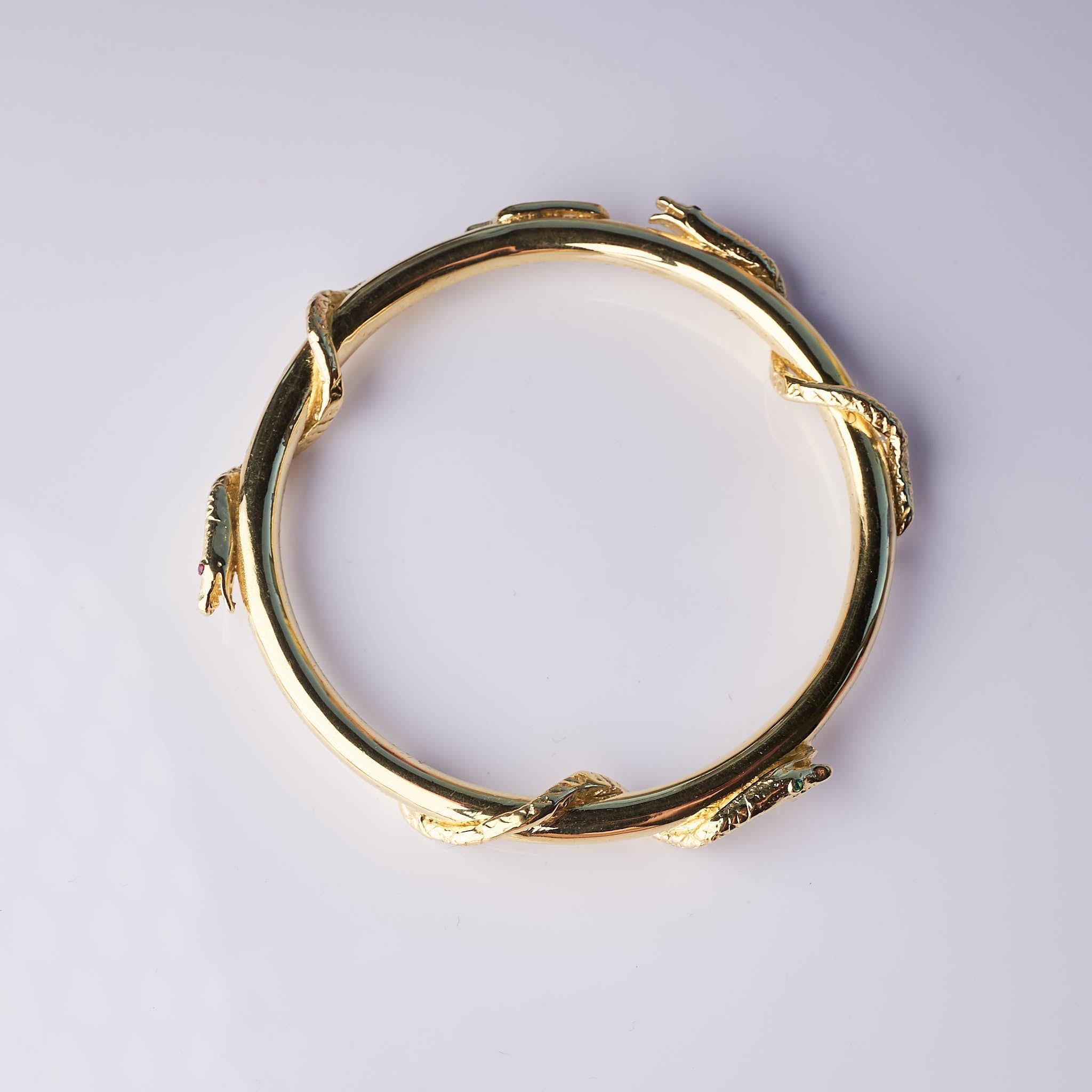 Snake Bangle Bracelet Victorian Style Gold Plated J Dauphin For Sale 3
