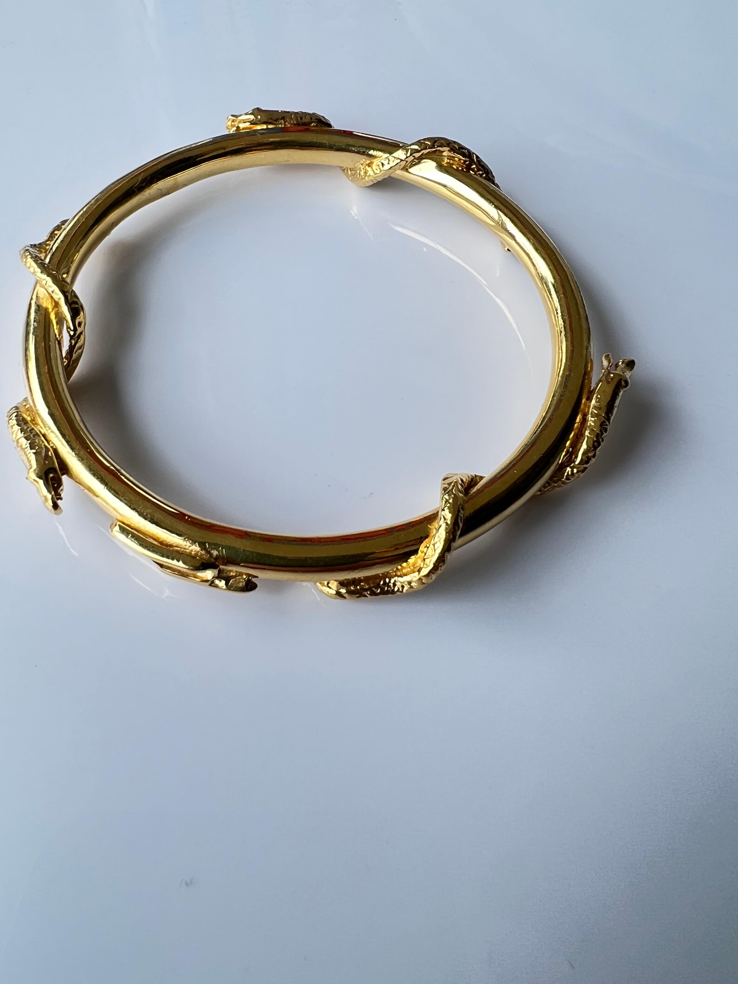 Snake Bangle Bracelet Victorian Style Gold Plated J Dauphin For Sale 3
