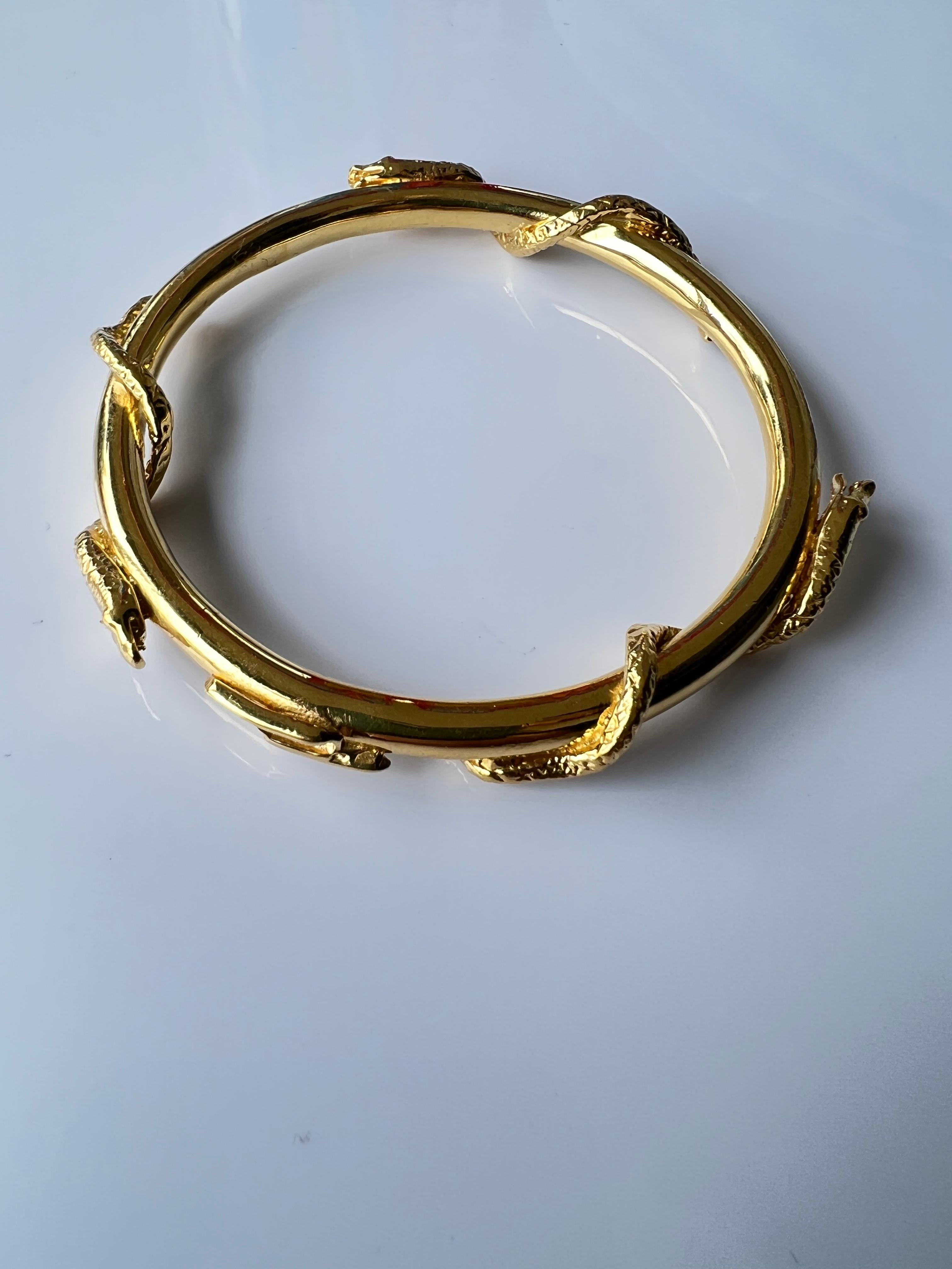 Snake Bangle Bracelet Victorian Style Gold Plated J Dauphin For Sale 4