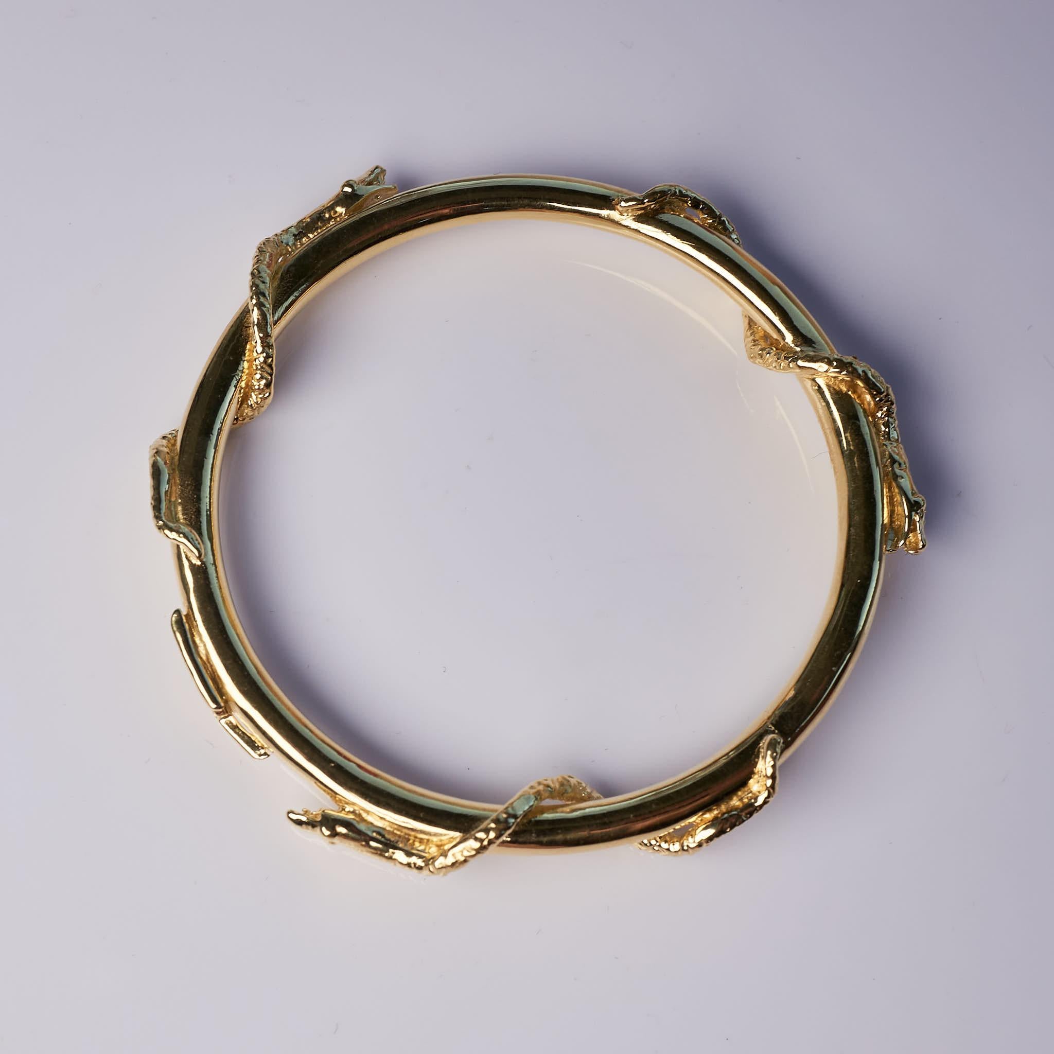 Snake Bangle Bracelet Victorian Style Gold Plated J Dauphin For Sale 2