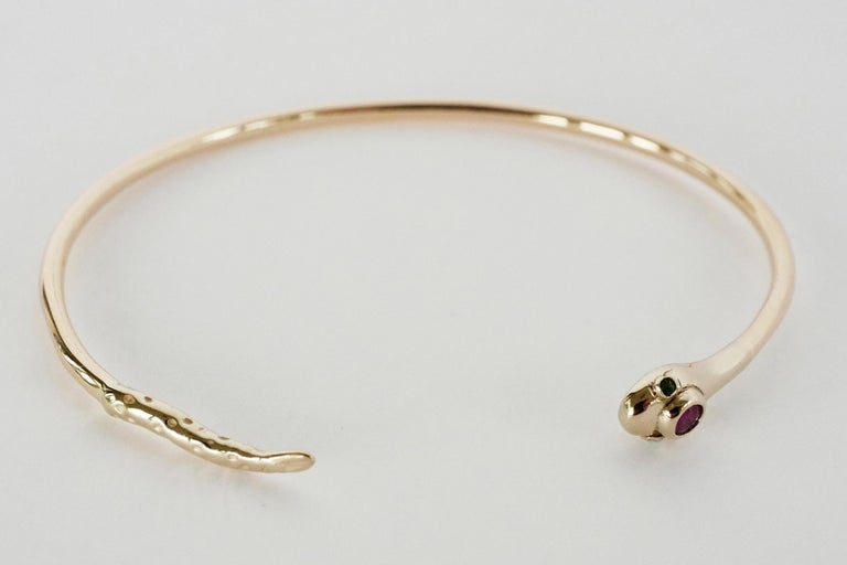 Emerald Ruby Snake Bangle Cuff Bracelet Gold Animal Jewelry J Dauphin