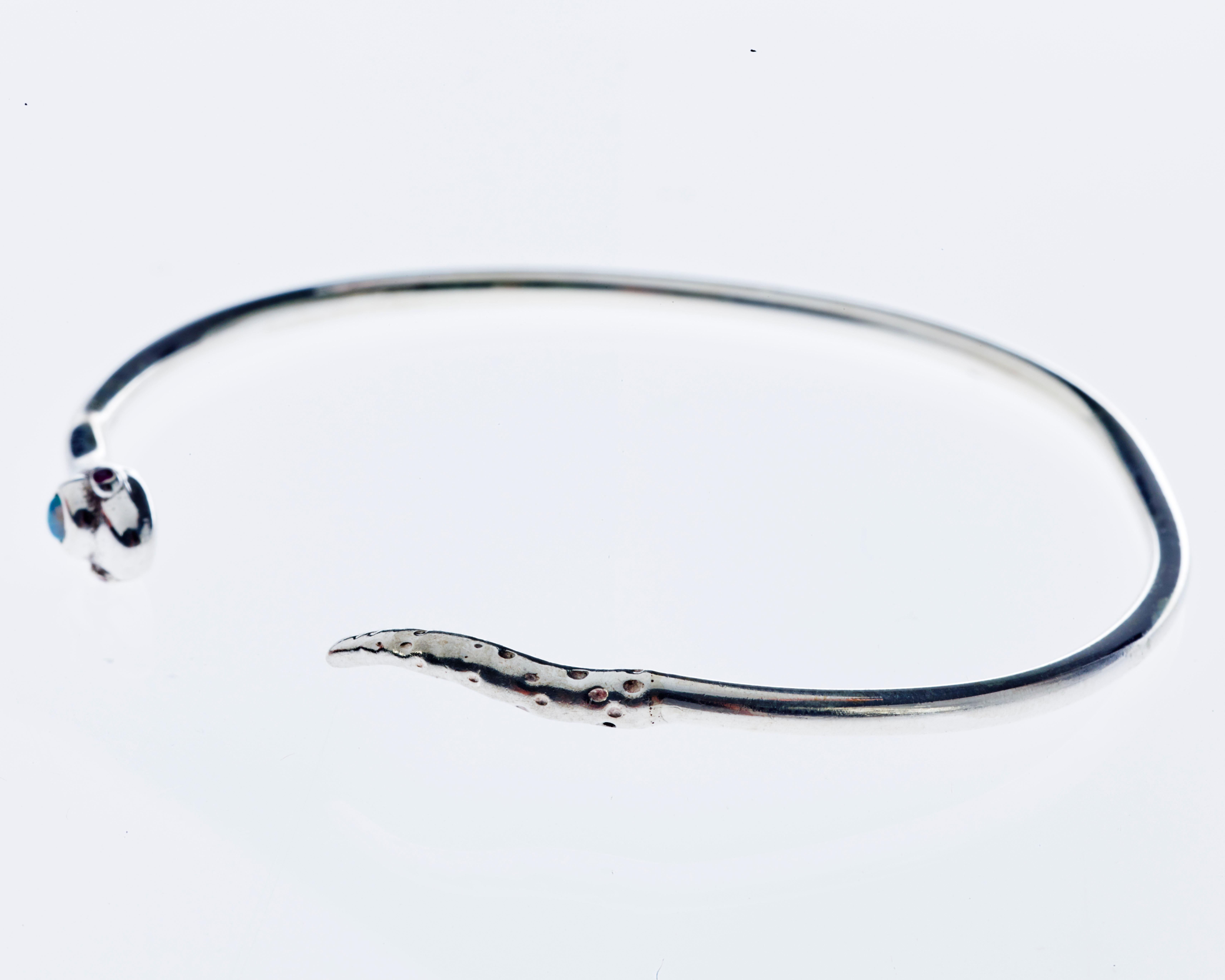 Contemporain Bracelet serpent Argent Opale Rubis en vente