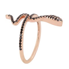 Meghna Jewels Snake Black Diamond 14 Karat Gold Ring