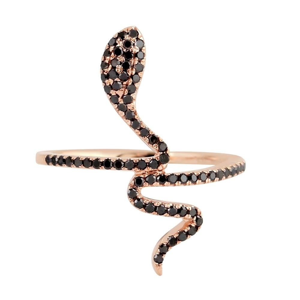 For Sale:  Snake Black Diamond 18 Karat Gold Ring 4
