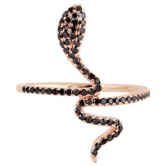 Snake Black Diamond 18 Karat Gold Ring
