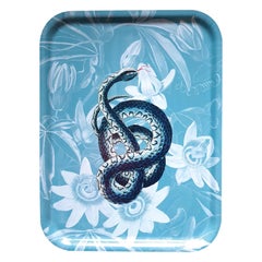 Snake Blue Wood Serving Tray