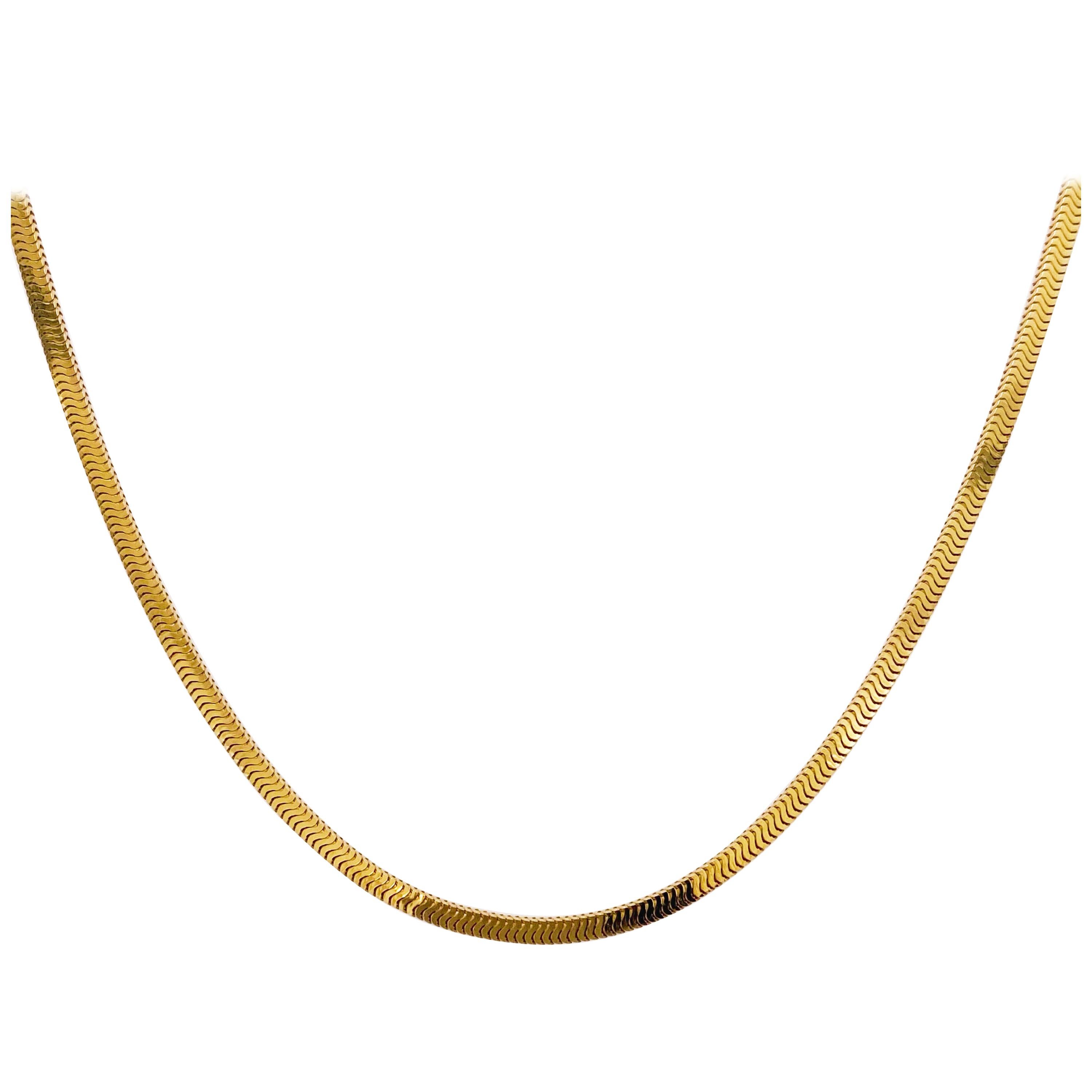 Snake Box Chain in 14 Karat Yellow Gold, Square Smooth Snake Chain
