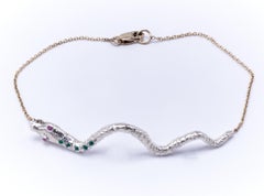 Snake Bracelet Emerald Pink Sapphire Silver