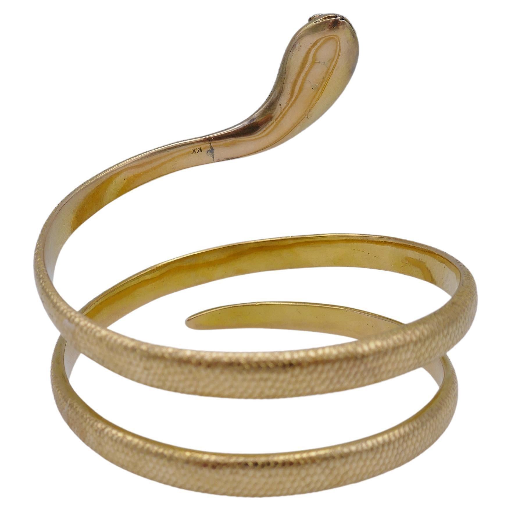 Taille mixte Bracelet serpent en or, pierres précieuses vintage en vente