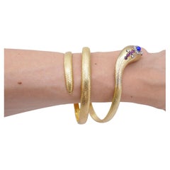 Snake Bracelet, 14k Gold Vintage Gemstones