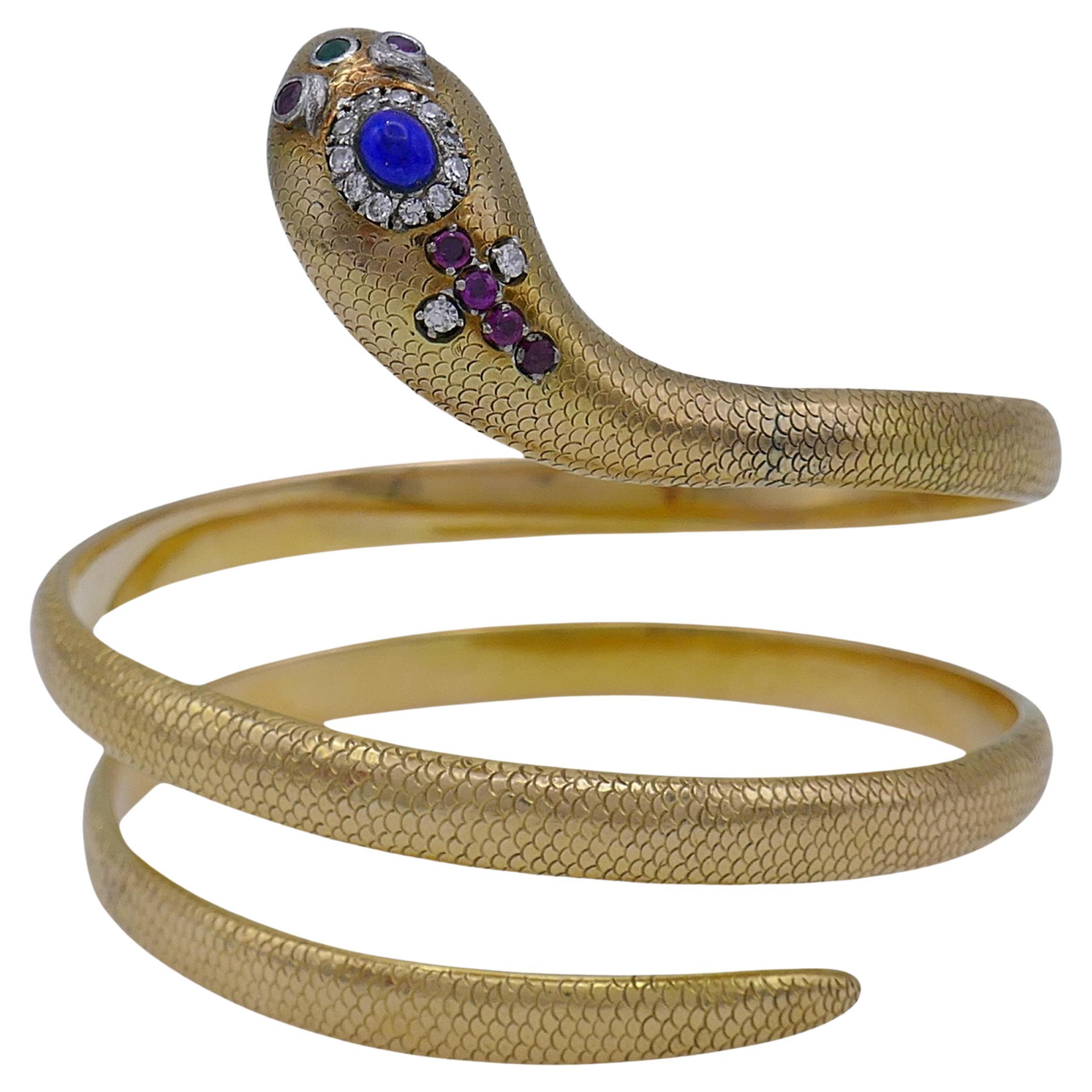 Snake Bracelet Gold, Vintage Gemstones For Sale