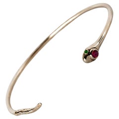 Ruby Snake Cuff Bracelet Emerald Gold Serpent Open Bangle J Dauphin