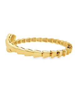 Snake Bypass Ridged Bangle Bracelet in 18K Yellow Gold