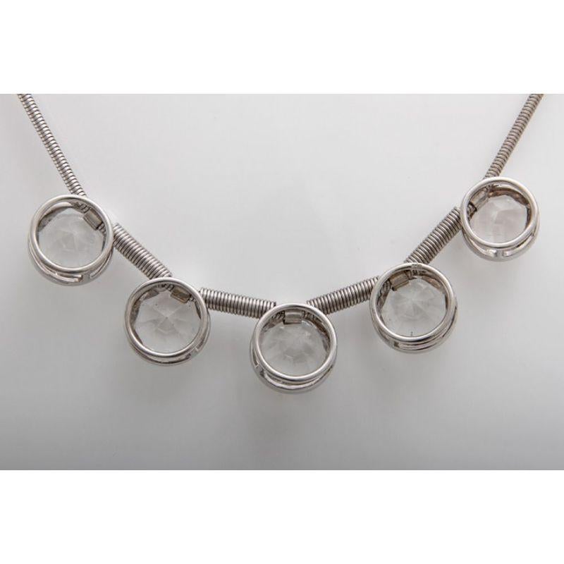 Modern Snake Chain, Esp. with 5 White Beryls 'Goshenite' Total Approx. 38 Cts. Framed For Sale