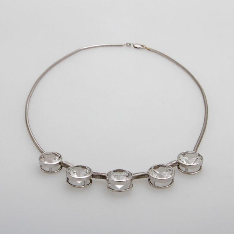 Brilliant Cut Snake Chain, Esp. with 5 White Beryls 'Goshenite' Total Approx. 38 Cts. Framed For Sale