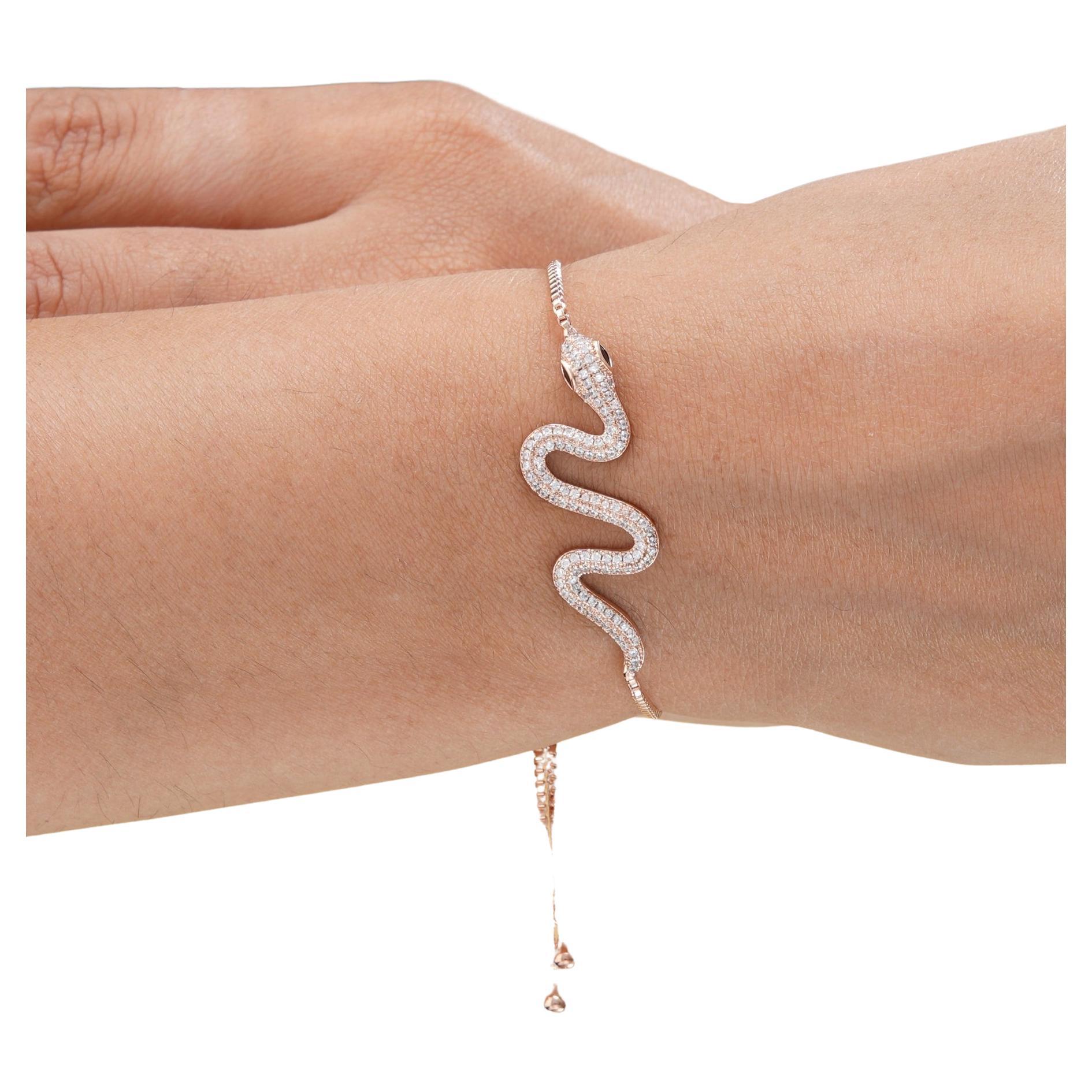 Serpiente Moissanite Cadena ajustable  mujer  pulseras 925 Silver 
Plata de ley 925 

Color: ; Oro rosado 
Chapado:  Oro rosado  Chapado
Material: Plata de ley 
Tamaño: 

8,8 cm. ( Diámetro interior)
Cadena ajustable


Base metálica
Plata de ley,