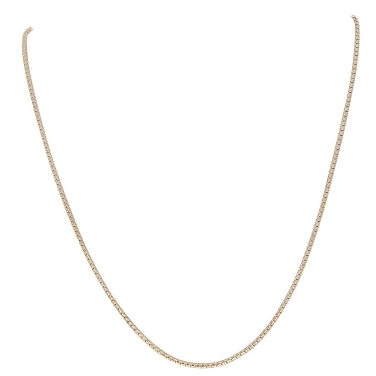Snake Chain Necklace, 14 Karat Yellow Gold Spring Ring Clasp at 1stDibs