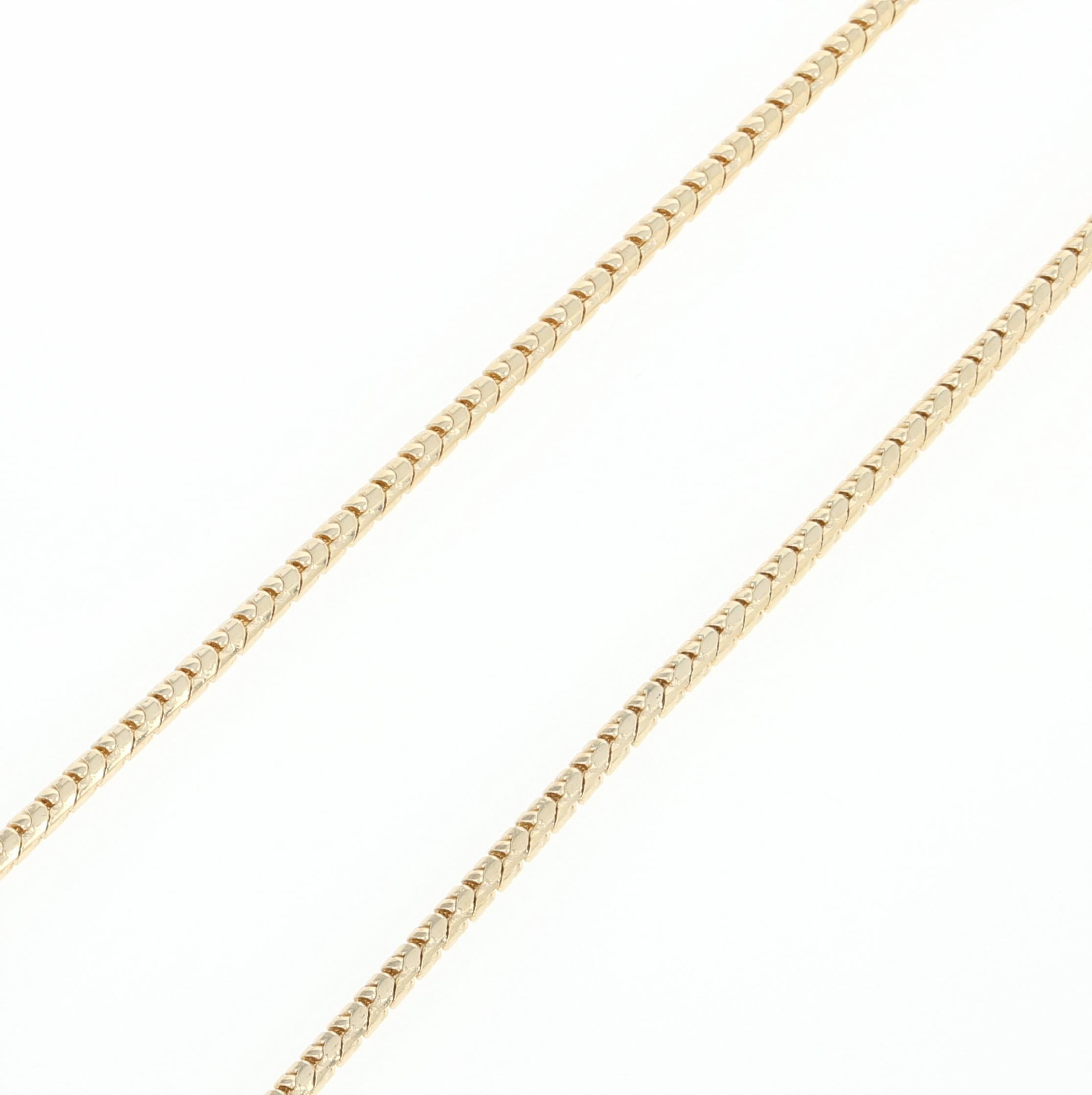 Crafted in 14k yellow gold, this versatile necklace is fashioned in a fancy snake chain style that will look stunning worn solo or matched with other chain necklaces for a chic, layered style! 

Metal Content: Guaranteed 14k Gold as stamped
Chain: