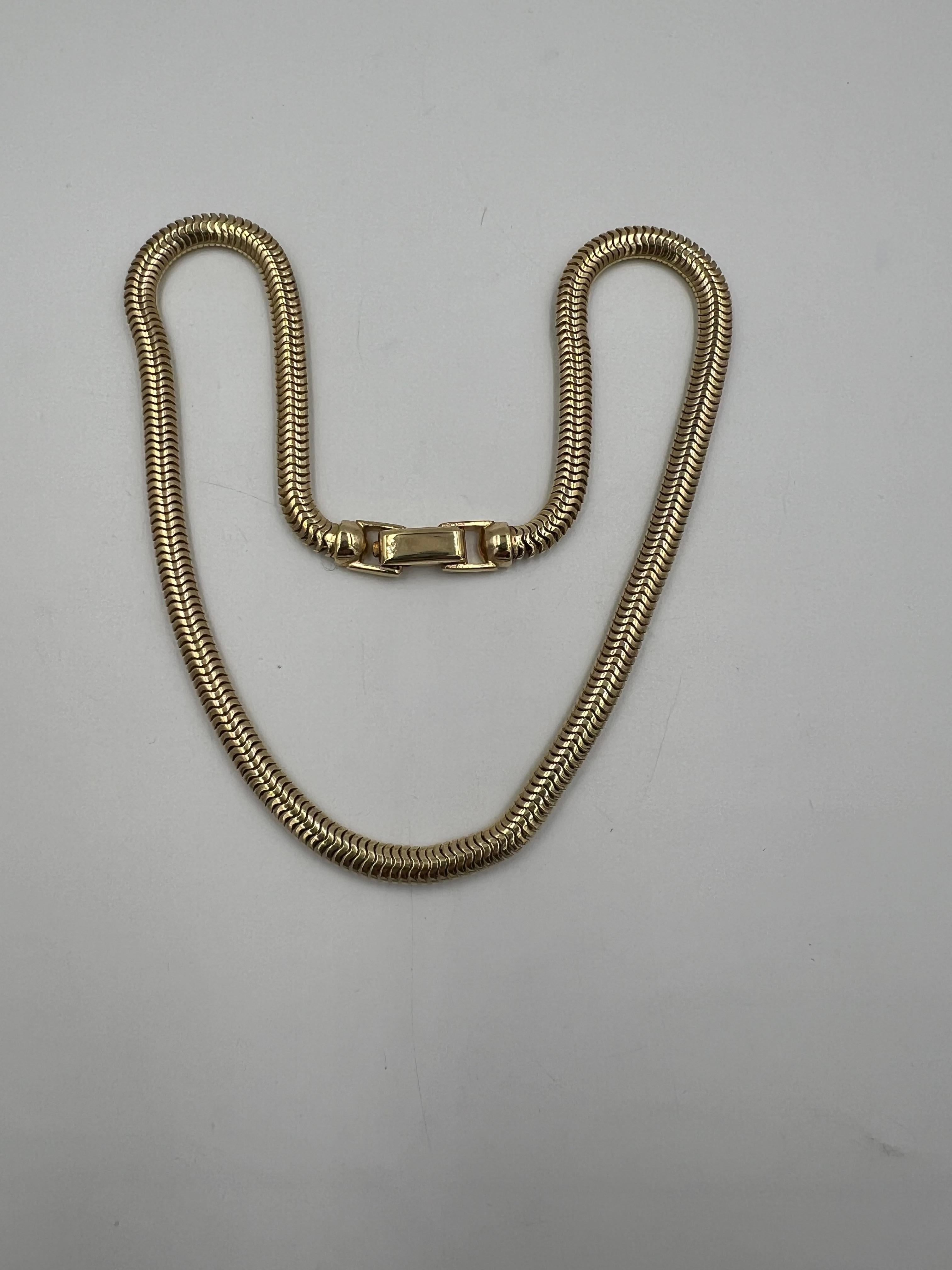 Modern Snake Chain Yellow Gold Necklace 16