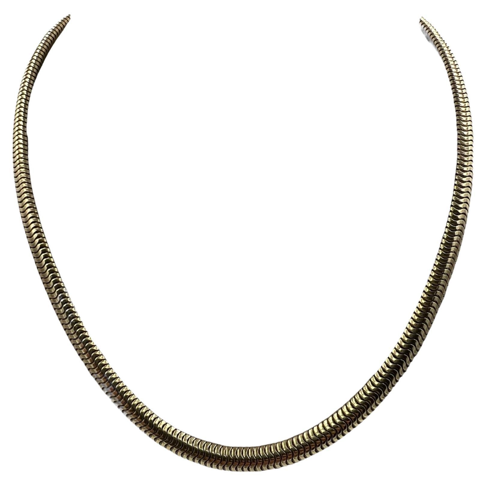 Snake Chain Yellow Gold Necklace 16" Long For Sale