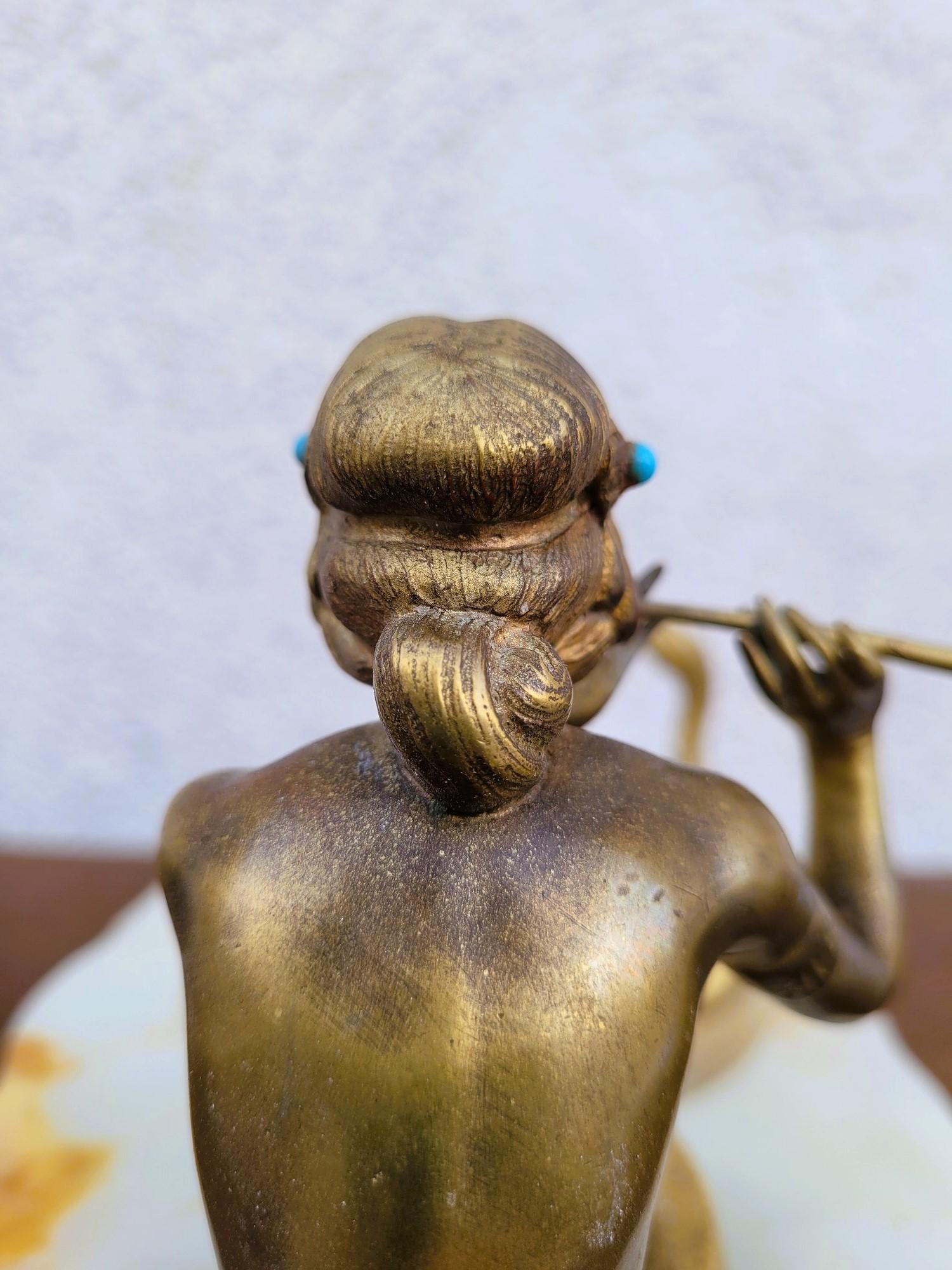 Incantatore di serpenti, nello stile di Preiss, Bronzo, Art Déco, XX secolo in vendita 6